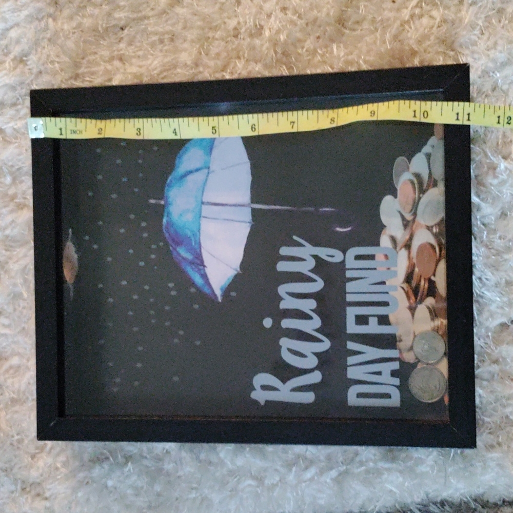 🆕 ⛈️RAINY DAY GLASS PICTURE FRAME MONEY 🏦 - Picture 6 of 7